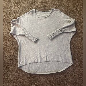 Elegant Gray Dolman Sleeve Small/Medium Cable Knit Sweater